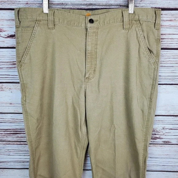 Carhartt Men's 38x34 Relaxed Fit Rigby Dungaree Tan Canvas Pants - Picture 2 of 11